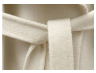 Soft Wool Blend Belted Wrap Long Coat with Wide Collar