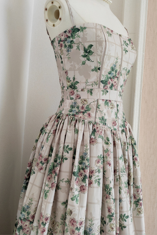 Vintage Garden Inspired Floral Corset Maxi Dress