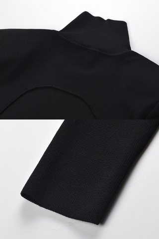High-Neck Long Sleeve Backless Bodycon Long Dress