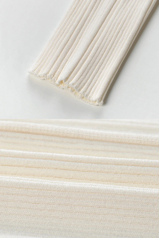 Off-Shoulder Ribbed Knit Mid-Long Dress with Button Front