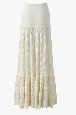 Soft Knit High-Waist Tiered Long Skirt