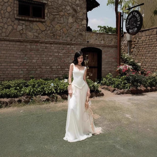 Corset Long Dress with Flowing Chiffon Skirt