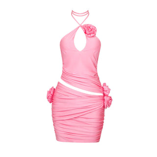 Jenni Grecian Halter Neck Flower Mini Dress