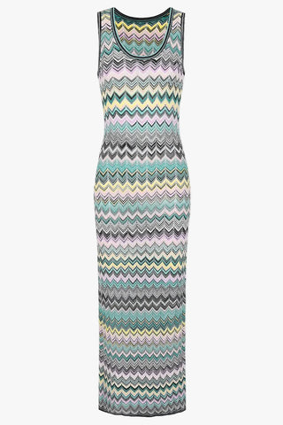 Chevron Knit Sleeveless Bodycon Long Dress