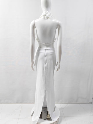 Rosette Halter Crop Top & Fitted Maxi Skirt Set