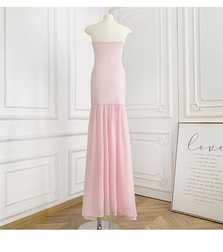 Strapless Chiffon Drop Waist Mermaid Long Dress