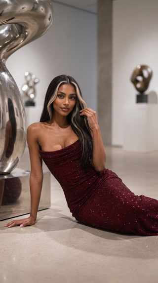 Sparkling Strapless Rhinestone Mermaid Evening Gown