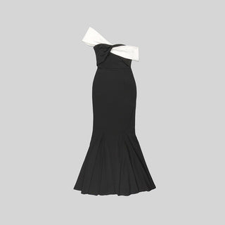 Asymmetric Bow Neck Mermaid Long Dress