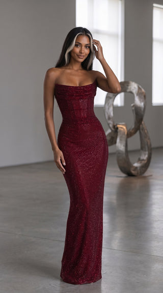 Sparkling Strapless Rhinestone Mermaid Evening Gown