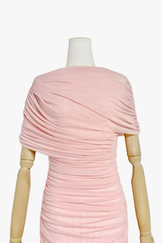 Ruched Off-Shoulder Long Dress – Draped Top & Flowing Skirt