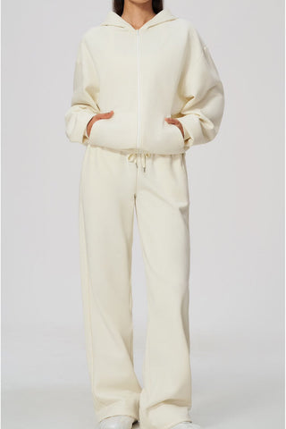 Relaxed Zip-Up Hoodie & Wide-Leg Sweatpants Set