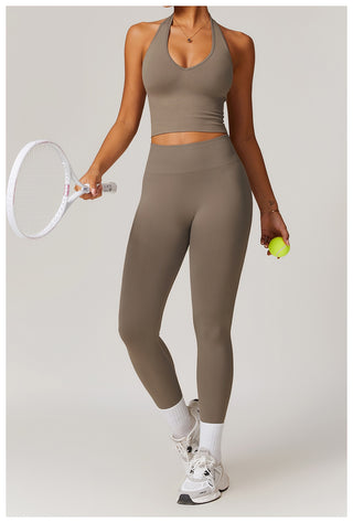 Seamless Sculpt Halter Crop Top & High-Waist Legging Set