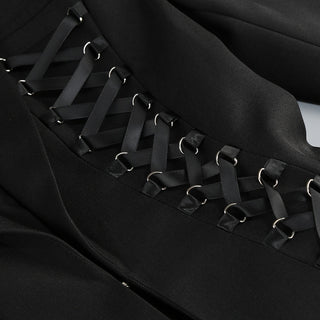Tailored Structured Blazer with Lace-Up Corset Design