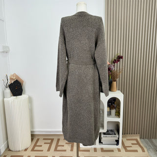 Knit Long Dress with Matching Open Cardigan Set
