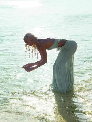 Butterfly Halter Mermaid Long Dress with Side Cutouts