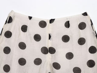 Elegant Polka Dot Halter Top & High-Waisted Shorts Linen Blend Set