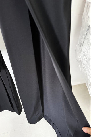 Crystal Embellished Tailored Blazer and Wide-Leg Pants Set – Long Sleeve Formal Suit