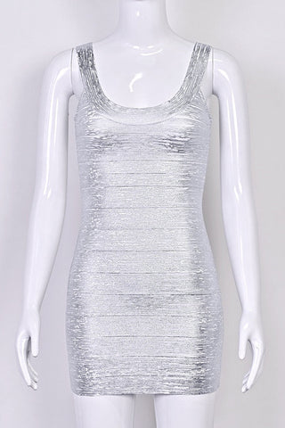 Shimmer Bandage Sleeveless Glamour Mini Dress