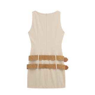 Sleeveless Belted Mini Dress