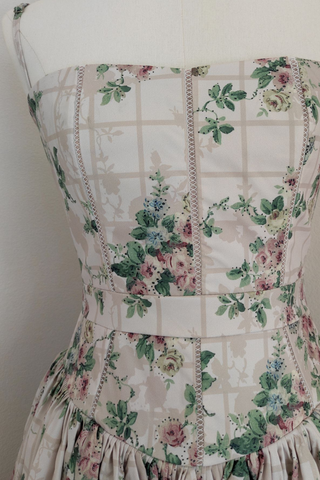 Vintage Garden Inspired Floral Corset Maxi Dress