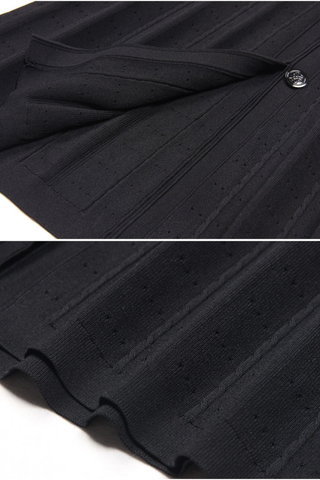 Long Sleeve Knitted Midi-Long Button Dress with Pocket Detail