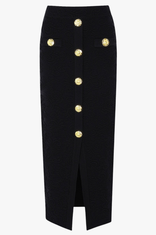 Textured Knit Button Cardigan & Midi Skirt Set