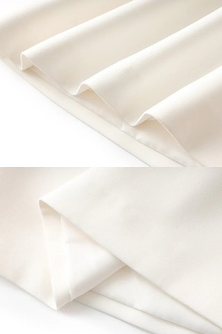 Long Sleeve Mini White Dress with Pearl-Embellished High Neck and Cuffs