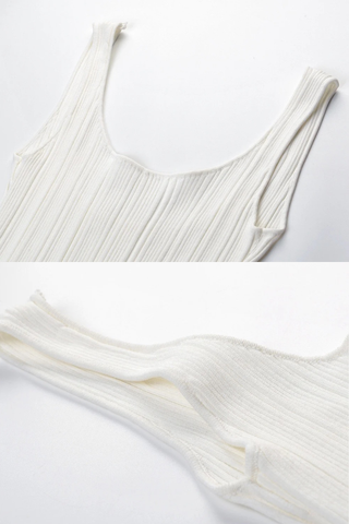 Sleeveless Ribbed Knit Peplum Tank Top with Double Ruffle Hem