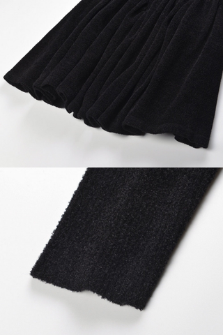 Knitted Long Sleeve Flared Dress with Belt – Soft Winter Knit Mini Dress