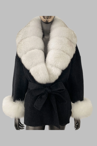 Luxury Double-Faced Wool Coat with Detachable Fur Trim