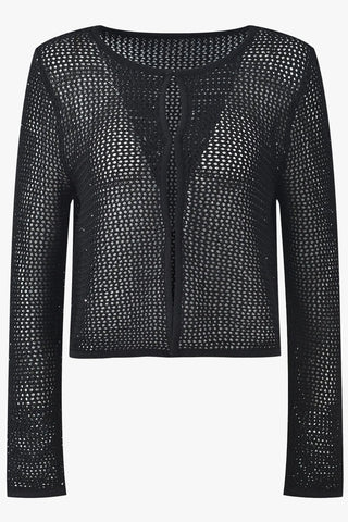 Lightweight Long Sleeve Crochet Knit Top with Openwork Design