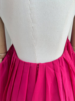 Pleated Halter Mini Dress with Sheer Draped Sleeves