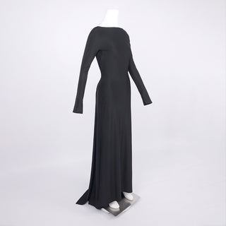 Stretch Jersey Open-Back Draped Long Dress