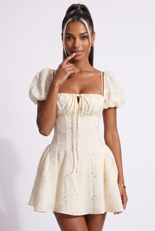 Blossom Charm Puff Sleeve Mini Dress