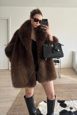Luxe Chocolate Faux Fur Statement Jacket