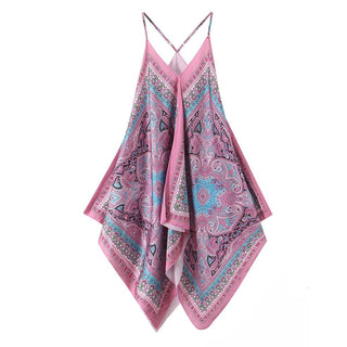 Sleeveless Wide Bottom Print Mini Dress