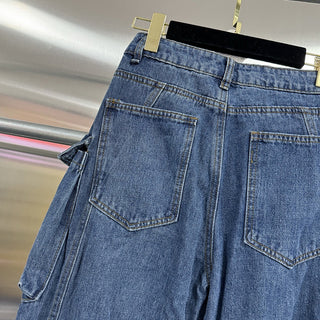 Multi-Pocket Wide Leg Cargo Jeans