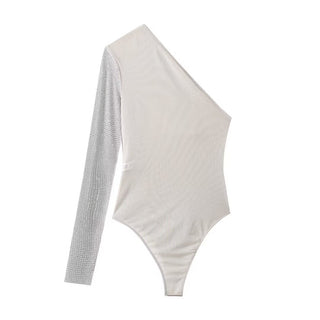 Lauryn One Shoulder Long Sleeve Mesh Bodysuit