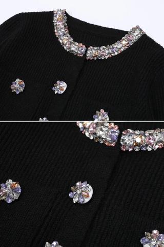 Ribbed Knit Long Sleeve Peplum Top & Midi Skirt Set