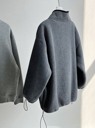 Oversized Zip-Up Fleece Jacket with High Neck & Adjustable Hem