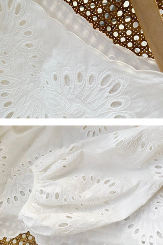 Embroidered Top & Shorts Set – Relaxed Fit, Scalloped Hem & Elastic-Waist Shorts