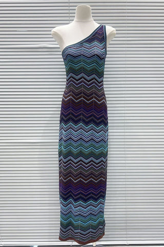 One Shoulder Sleeveless Knit Long Dress – Bodycon Fit, Premium Stretch Fabric