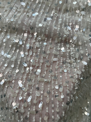 Pearl & Sequin Embellished Strapless Corset Long Dress