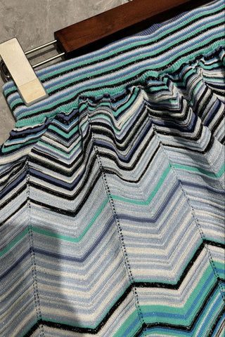 Chevron Knit Sleeveless Top & Wide-Leg Pants Set
