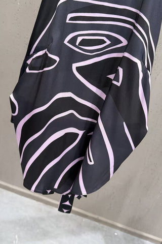 Abstract Swirl Print Satin Halter Top & High-Waisted Mini Skirt Set