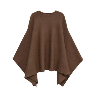 Soft Knit Poncho Top – Asymmetrical Hem Relaxed Fit