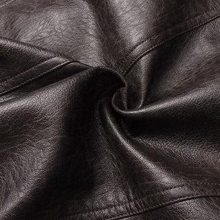 Classic Aviator Leather Jacket with High Neck, Utility Pockets, and Structured Fit