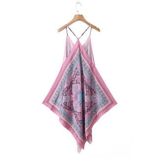 Sleeveless Wide Bottom Print Mini Dress