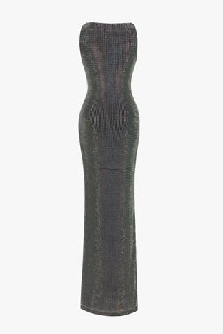 Crystal Embellished Sleeveless Bodycon Long Dress