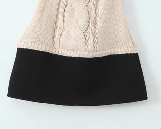 Knit Sleeveless Turtleneck Mini Dress with Contrast Hem